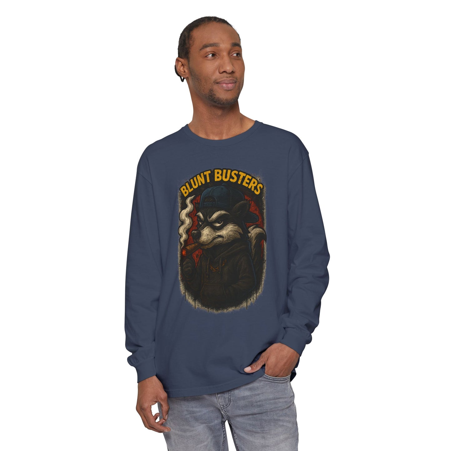 Retro Cartoon Long Sleeve T-Shirt for Casual Wear, Hipster Gift, Streetwear Style, Unisex Fashion, Graphic Tees, Blunt Busters Design