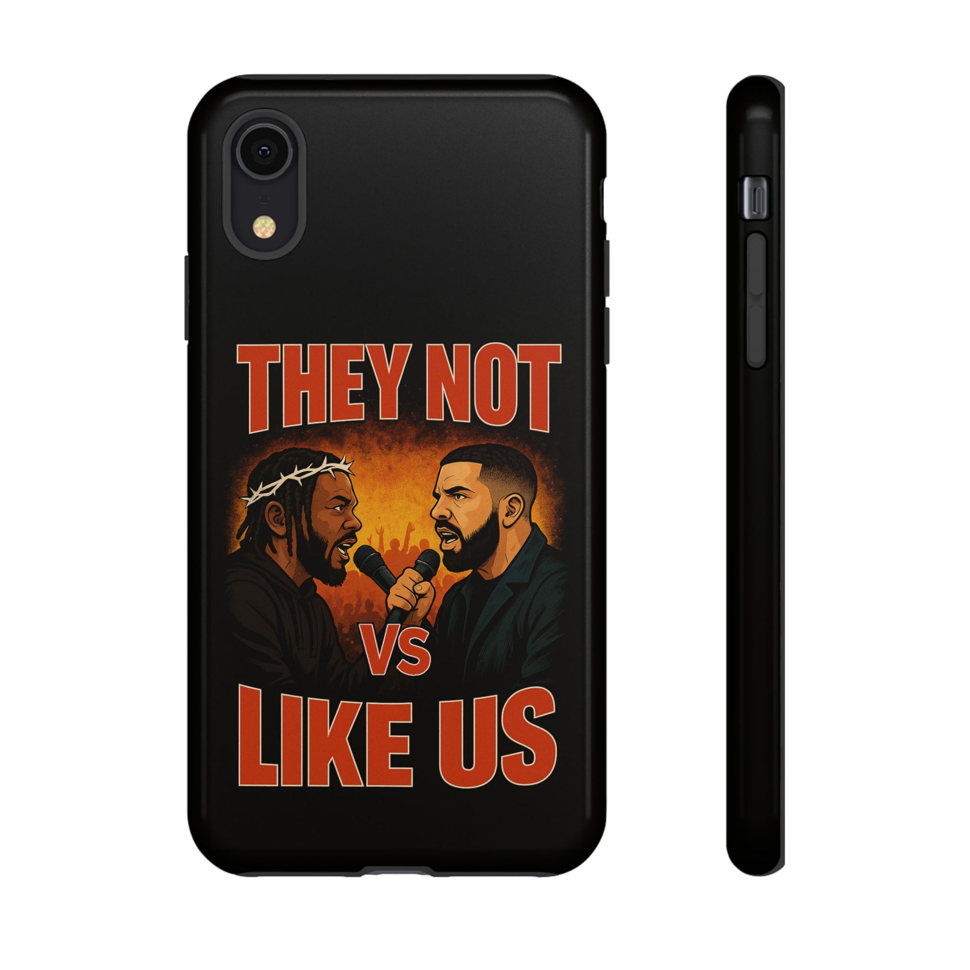 "Tough phone case, durable iPhone cover with funny design, perfect gift for Drake fans.