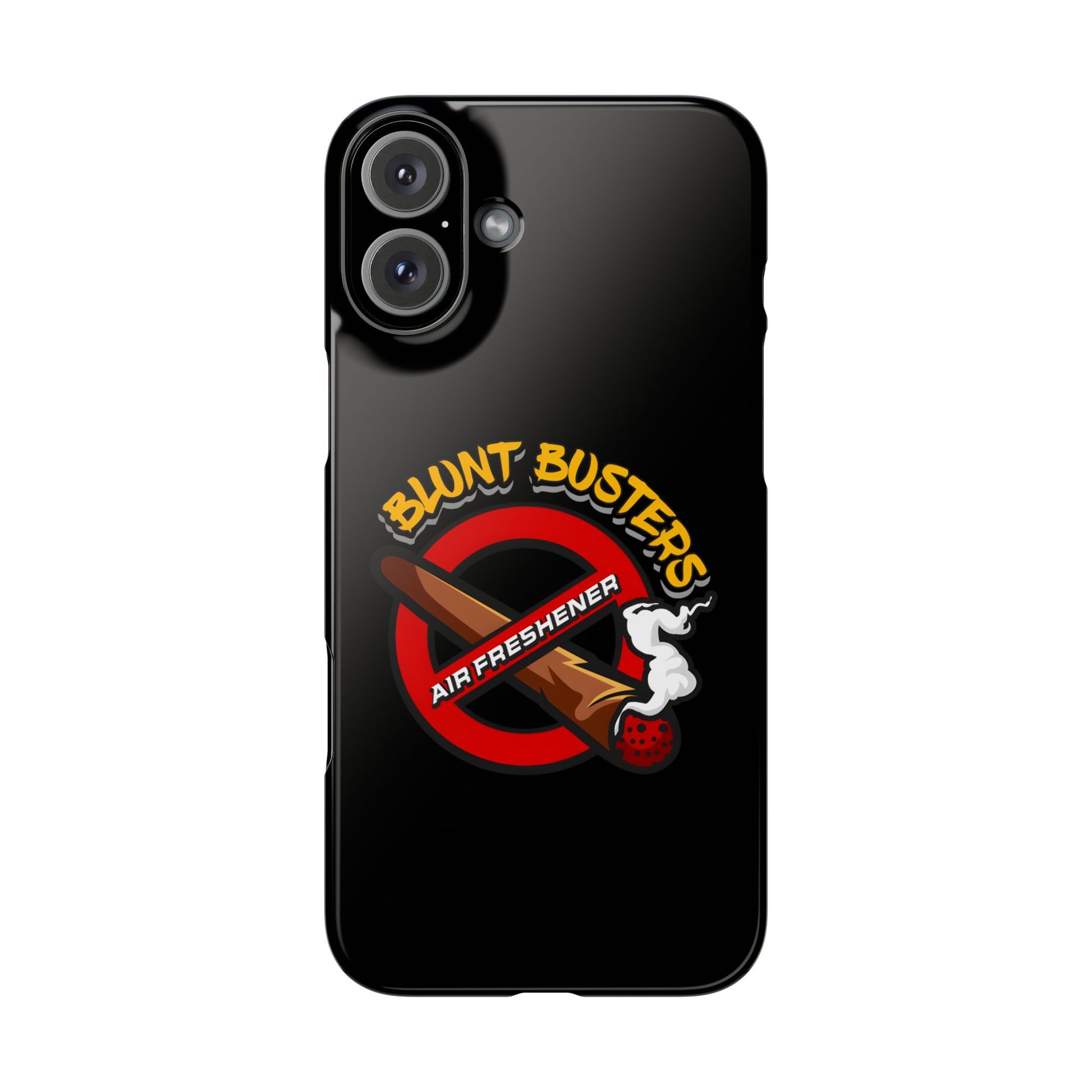 "Slim phone case with Blunt Busters design, trendy protective accessory and fun gift.