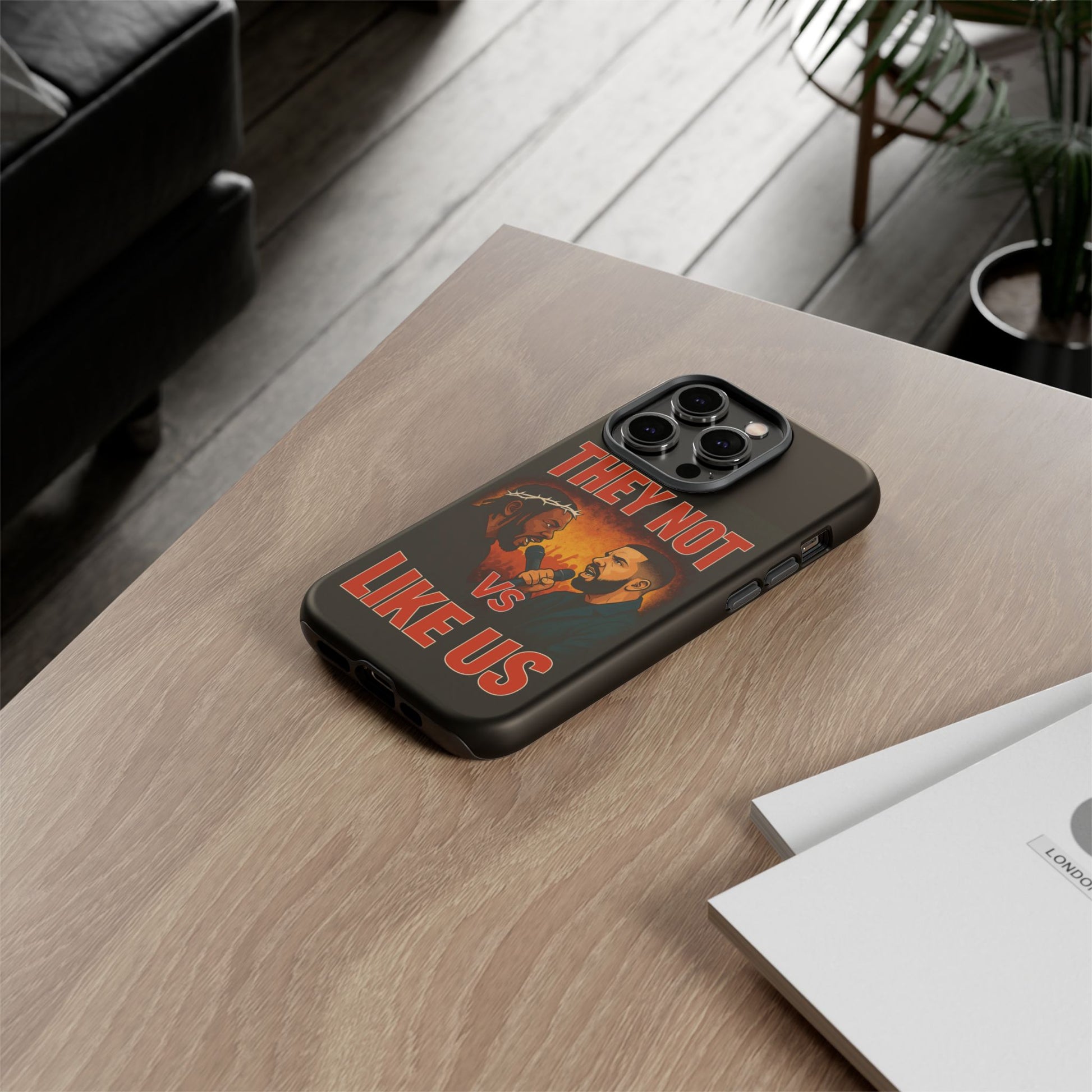 "Tough phone case, durable iPhone cover with funny design, perfect gift for Drake fans.