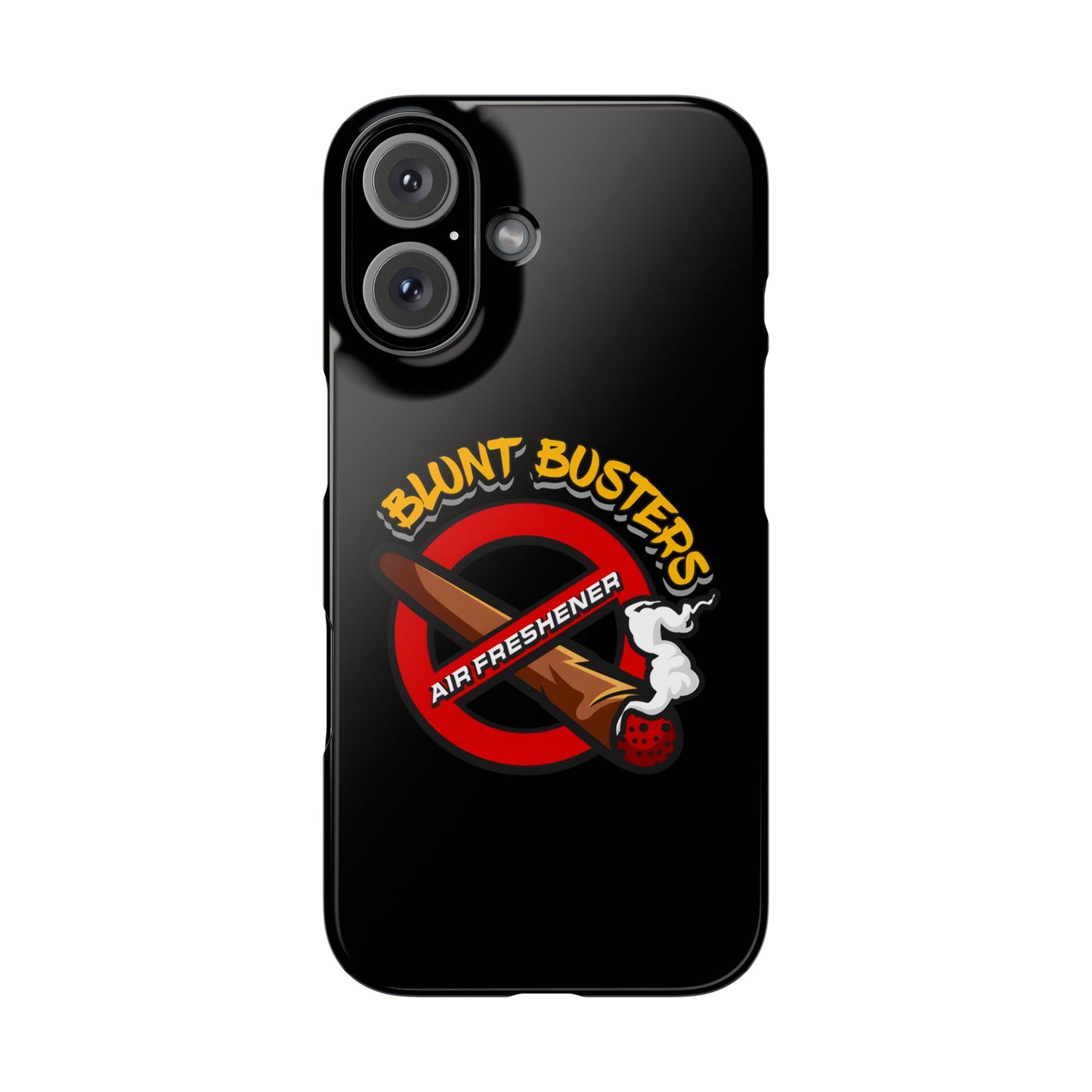 "Slim phone case with Blunt Busters design, trendy protective accessory and fun gift.