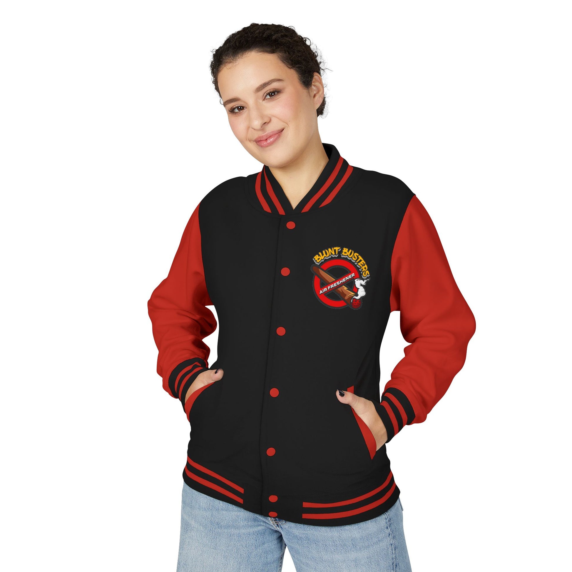 Trendy heavyweight varsity jacket for everyday streetwear Casual varsity jacket featuring unique air freshener design