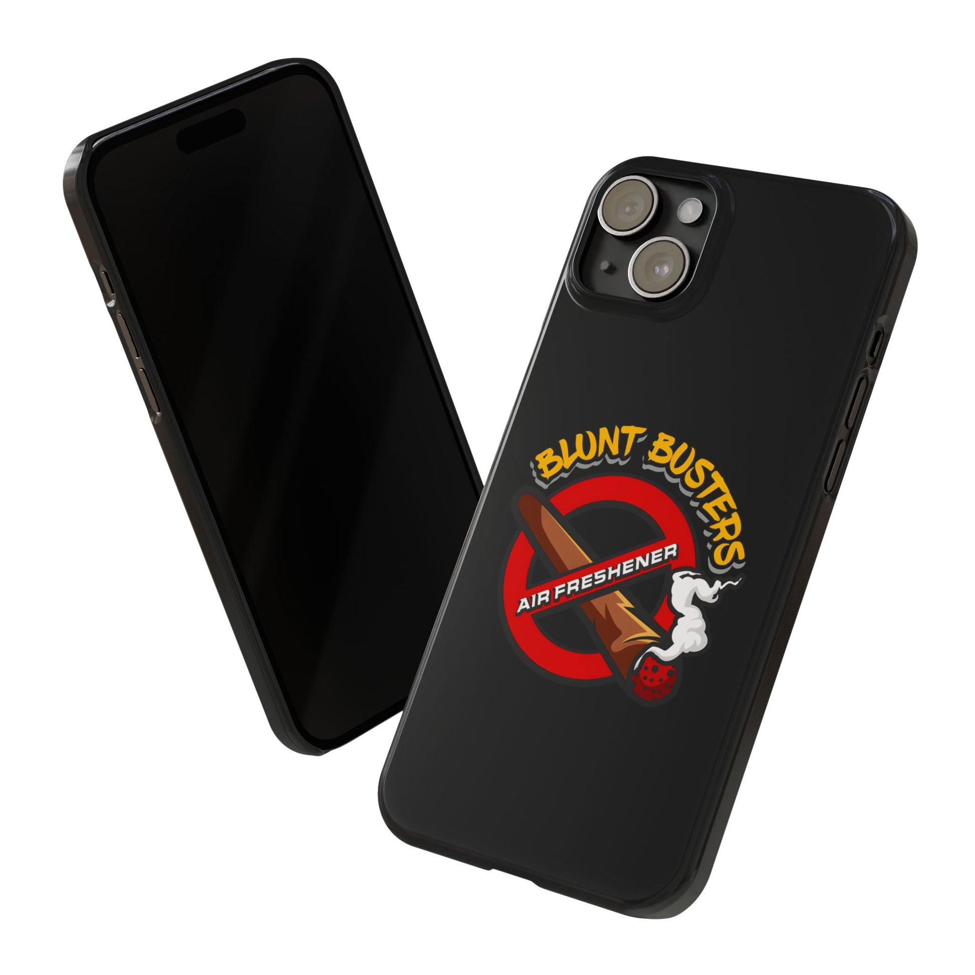 "Slim phone case with Blunt Busters design, trendy protective accessory and fun gift.