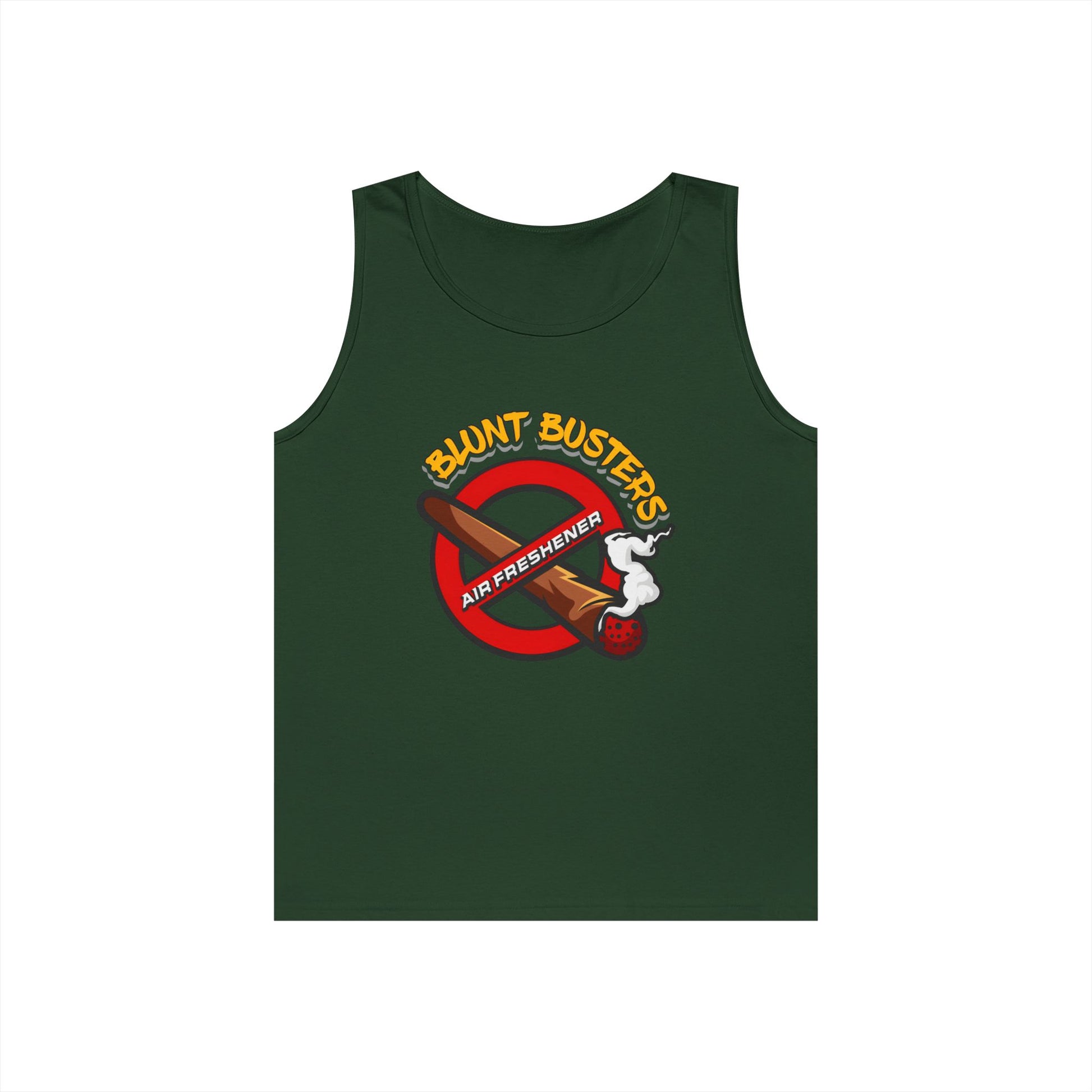 "Blunt Busters unisex heavy cotton tank top, fun summer tee for parties, festivals, and casual wear."