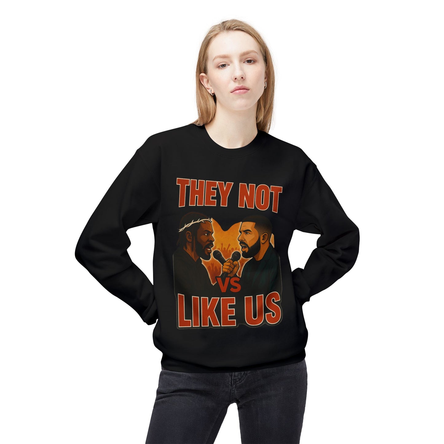 They Not Vs Like Us, Crewneck Sweatshirt, Unisex Fleece, Hip Hop Sweatshirt, Rap Music Gift, Cozy Streetwear, Unique Sweatshirt Gift