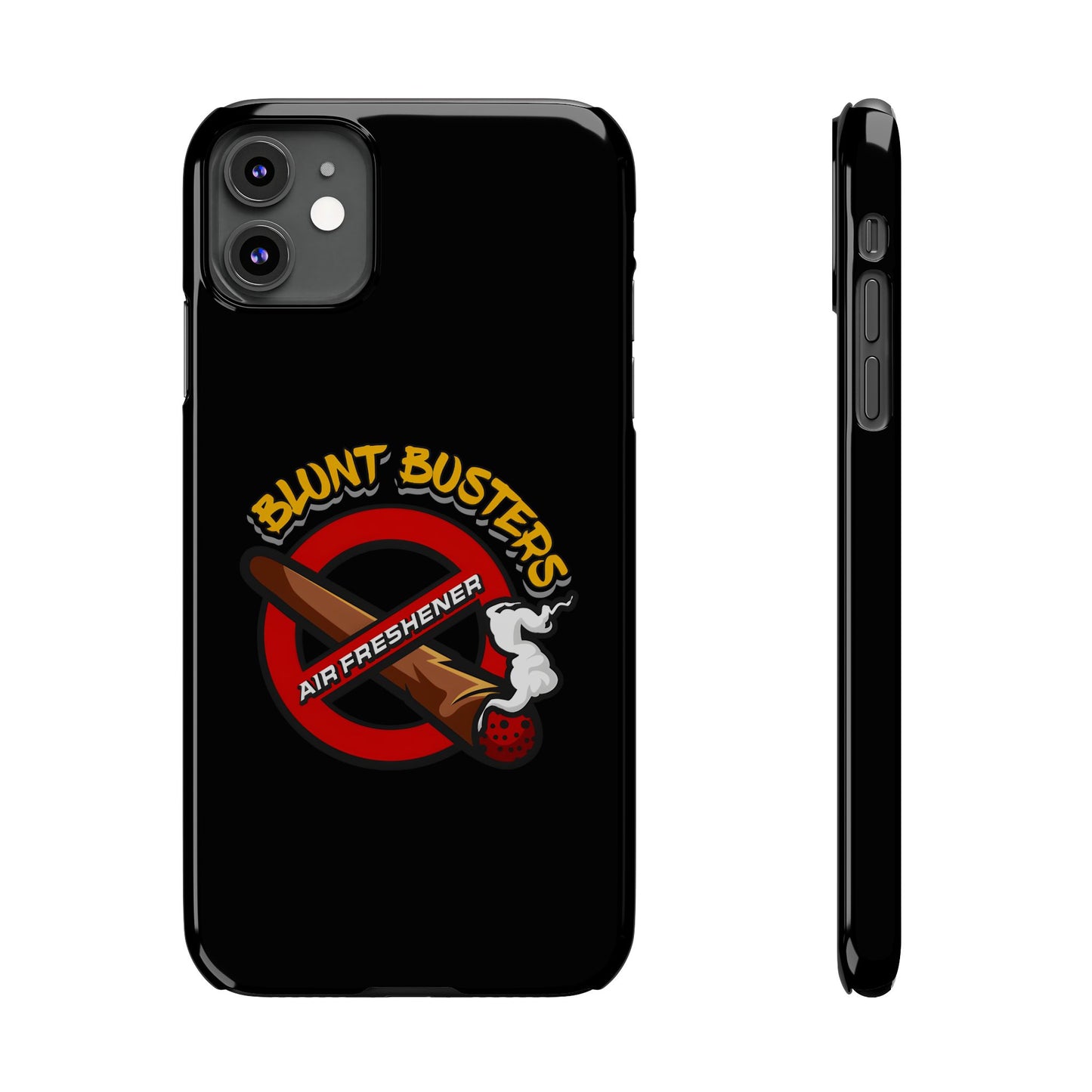 "Slim phone case with Blunt Busters design, trendy protective accessory and fun gift.