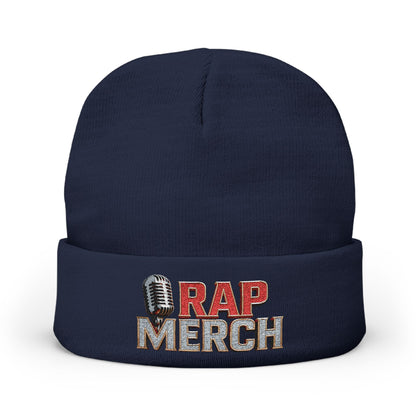 Rap Merch Embroidered Knit Beanie, Hip Hop Accessory, Music Lover Gift, Streetwear Fashion, Winter Warmth, Trendy Headwear