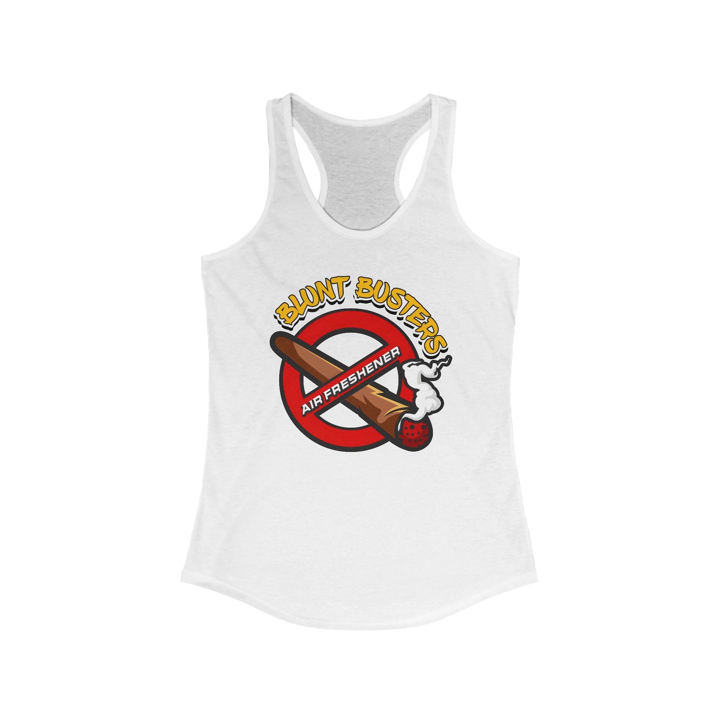 Ghostbusters-themed women’s racerback tank top, retro summer tee for fans and casual wear.