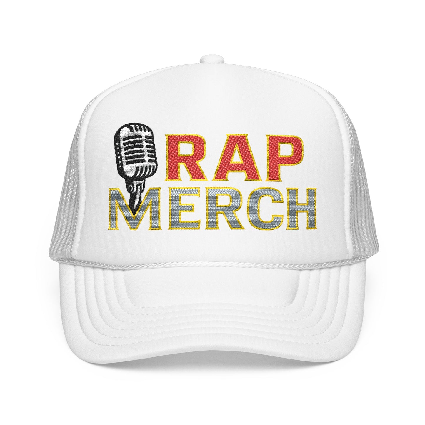 Embroidered Foam Trucker Hat | Retro Rap Merch Cap, Casual Outdoor Gear, Gift for Music Lovers, Streetwear Accessory