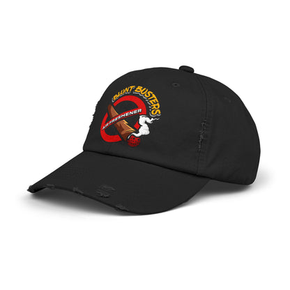 Distressed cap with Blunt Busters embroidery for casual wear