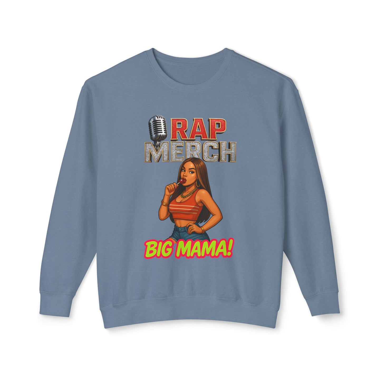 Big Mama Rap Merch Crewneck Sweatshirt, Unisex Lightweight Hoodie, Hip Hop Apparel, Music Lover Gift, Streetwear Fashion