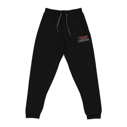 Embroidered Retro Flame White Trim Rap Merch Logo Joggers