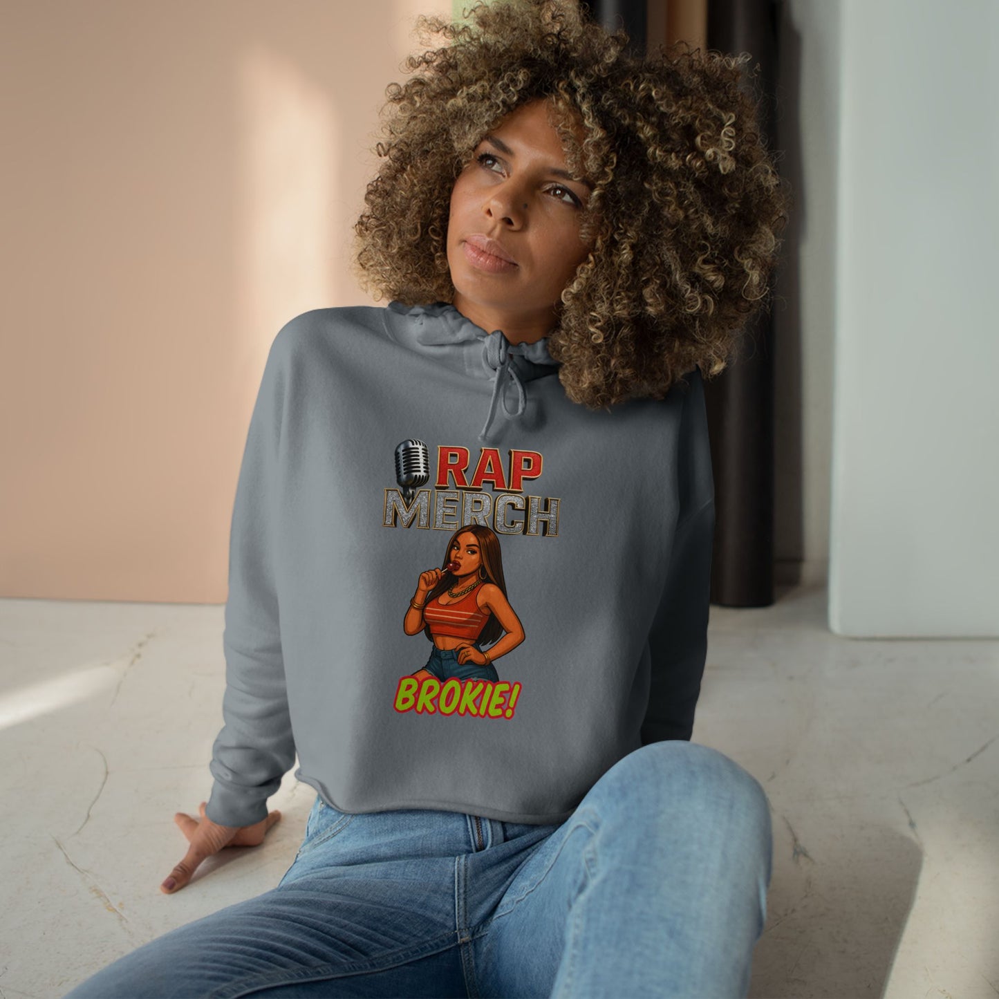Rap-Themed Crop Hoodie, Cool Casual Hoodie, Music Lover Gift, Trendy Streetwear, Unique Graphic Sweatshirt, Everyday Comfort Wear
