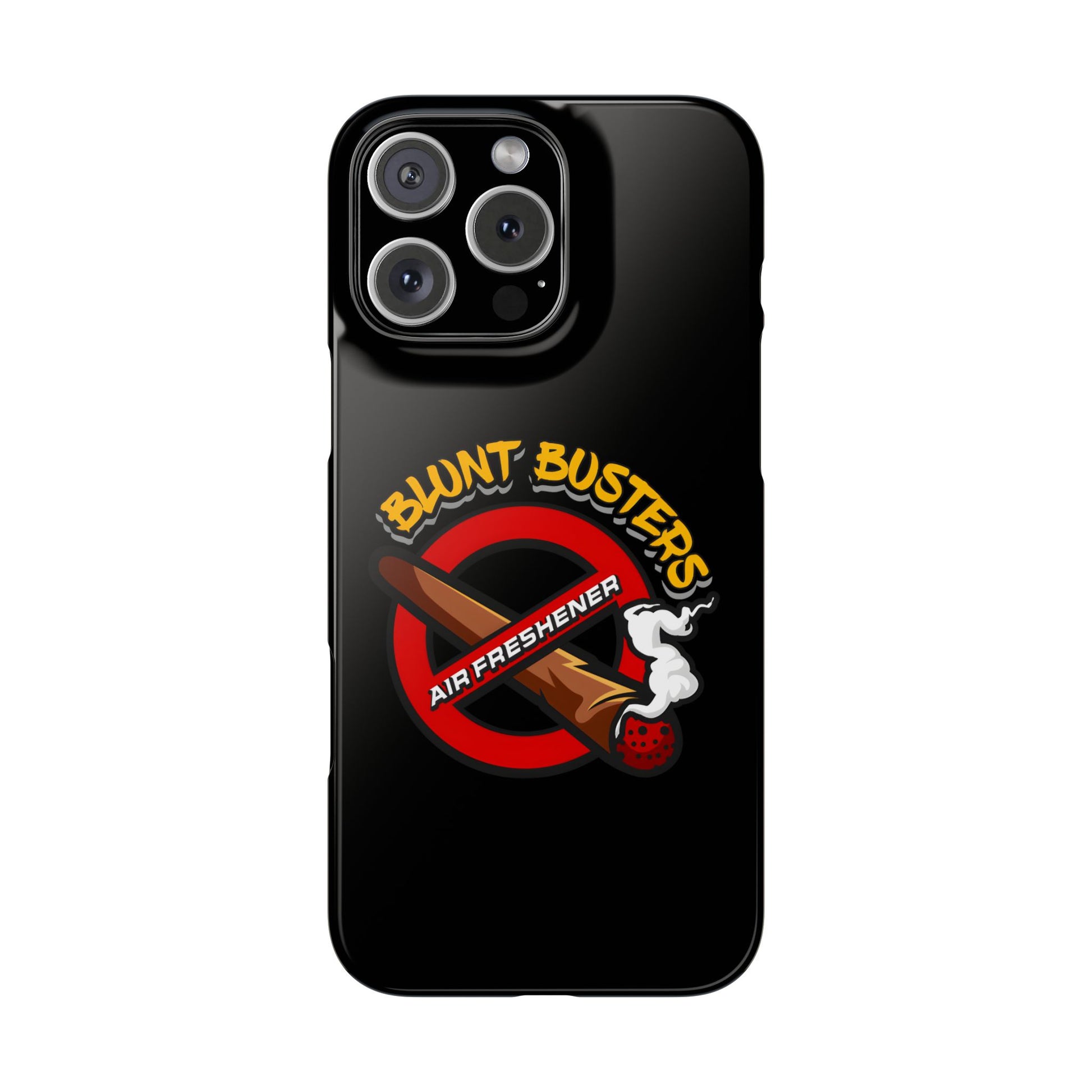 "Slim phone case with Blunt Busters design, trendy protective accessory and fun gift.