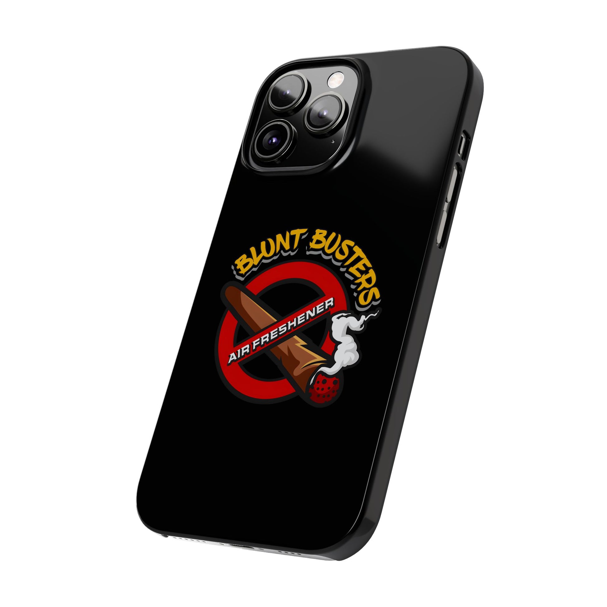 "Slim phone case with Blunt Busters design, trendy protective accessory and fun gift.