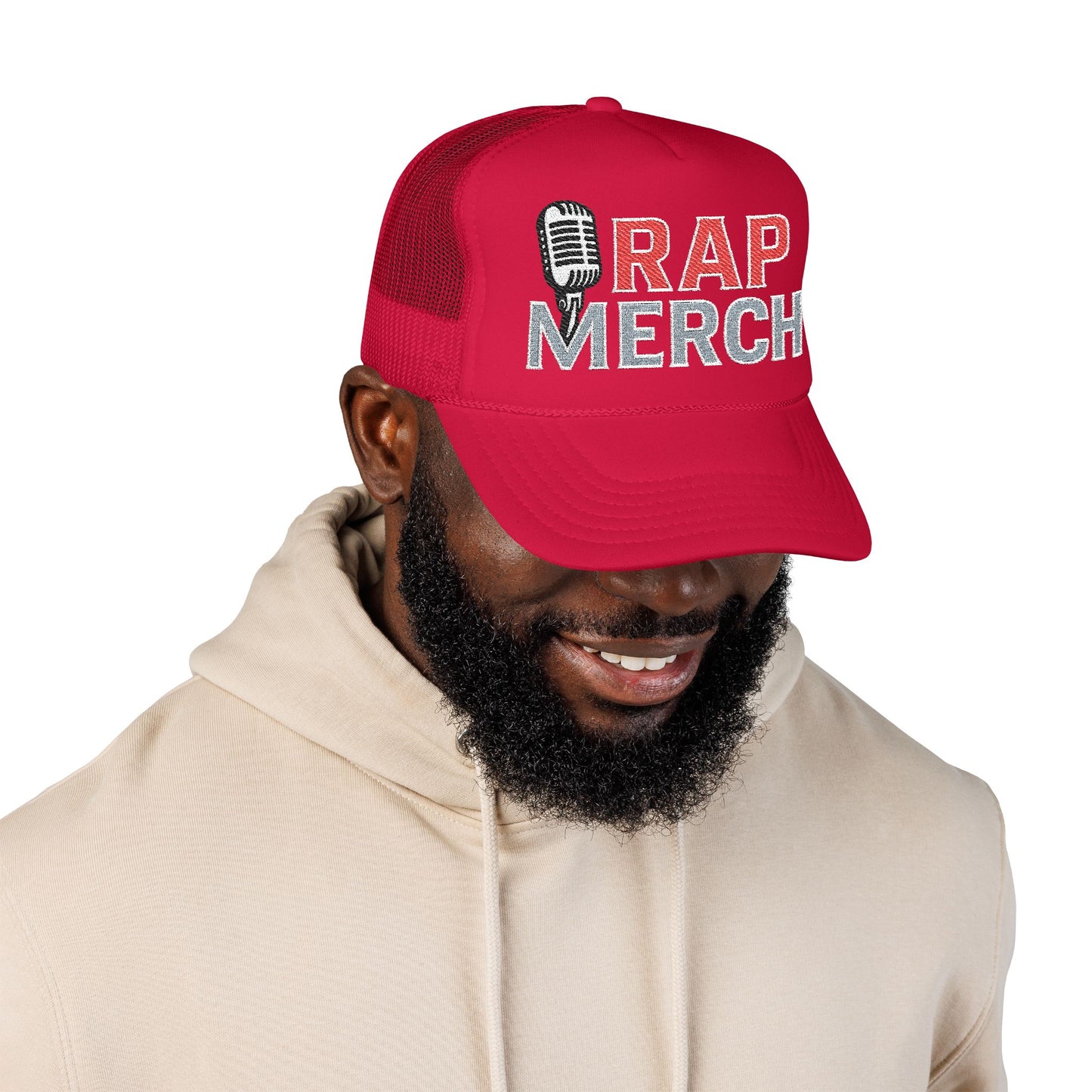 Embroidered Foam Trucker Hat | Retro Rap Merch Cap, Casual Outdoor Gear, Gift for Music Lovers, Streetwear Accessory