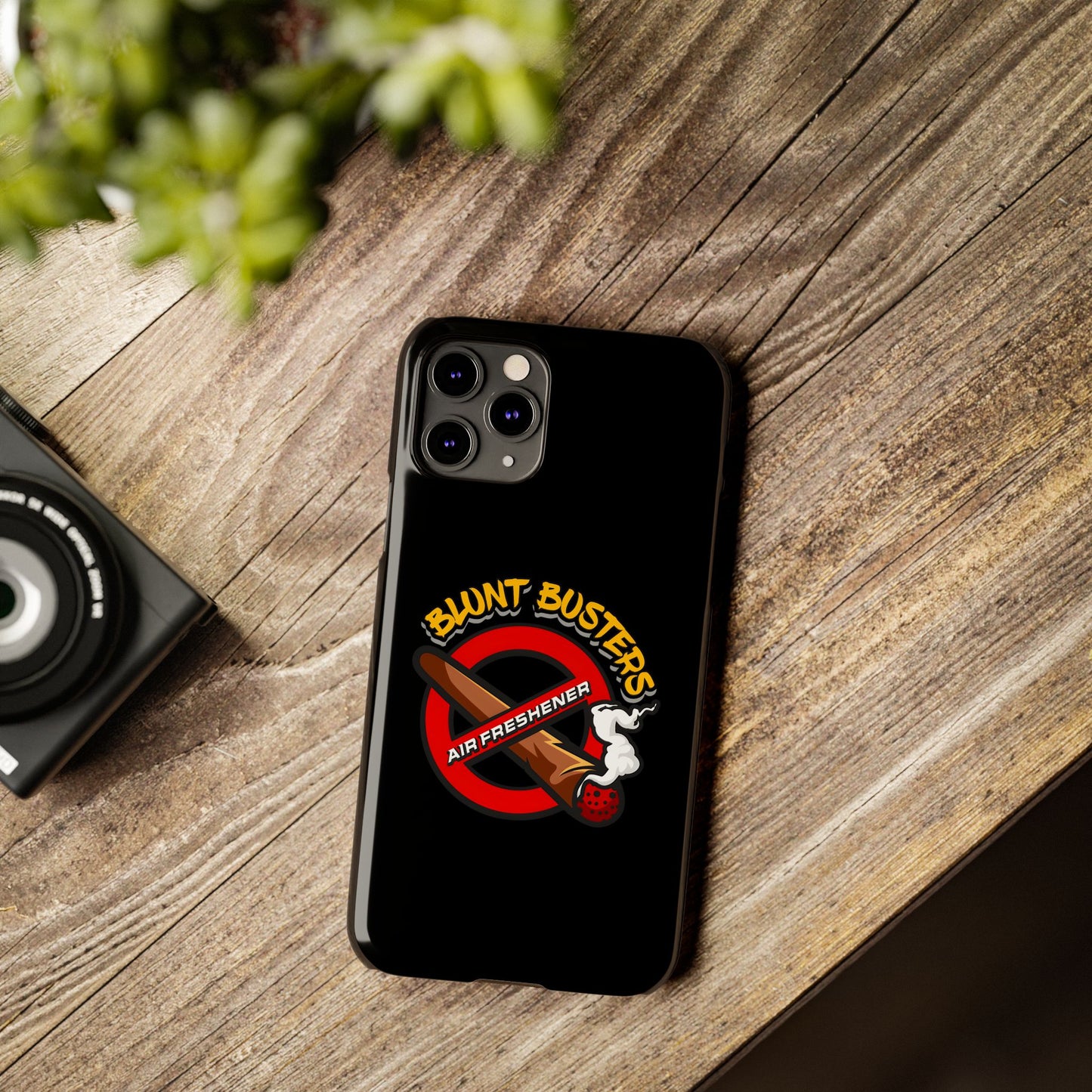 "Slim phone case with Blunt Busters design, trendy protective accessory and fun gift.