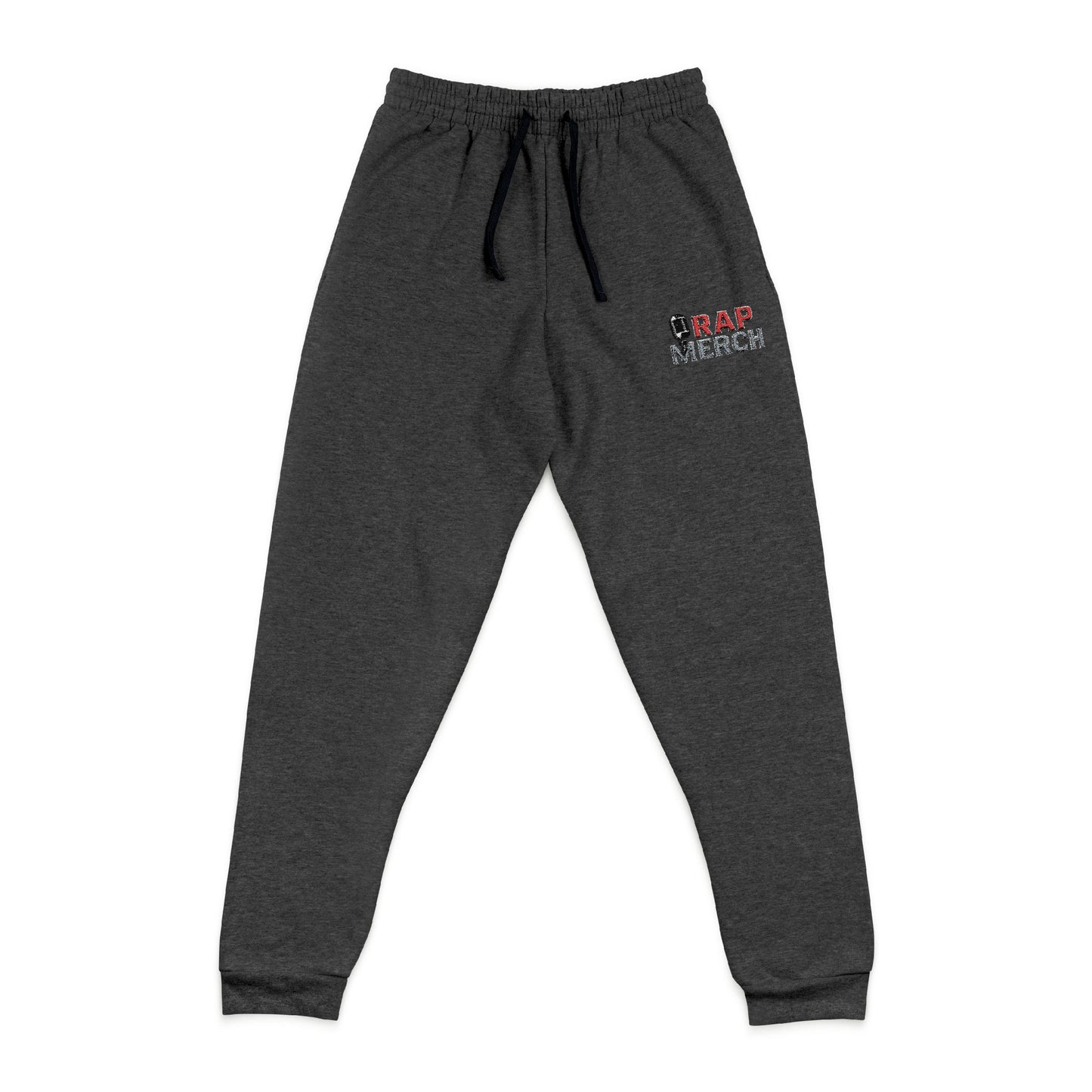 Embroidered Retro Flame White Trim Rap Merch Logo Joggers