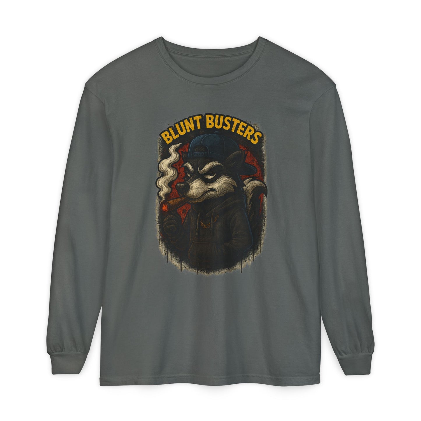 Retro Cartoon Long Sleeve T-Shirt for Casual Wear, Hipster Gift, Streetwear Style, Unisex Fashion, Graphic Tees, Blunt Busters Design