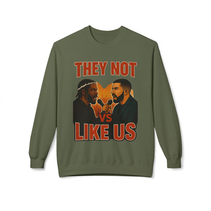 They Not Vs Like Us, Crewneck Sweatshirt, Unisex Fleece, Hip Hop Sweatshirt, Rap Music Gift, Cozy Streetwear, Unique Sweatshirt Gift
