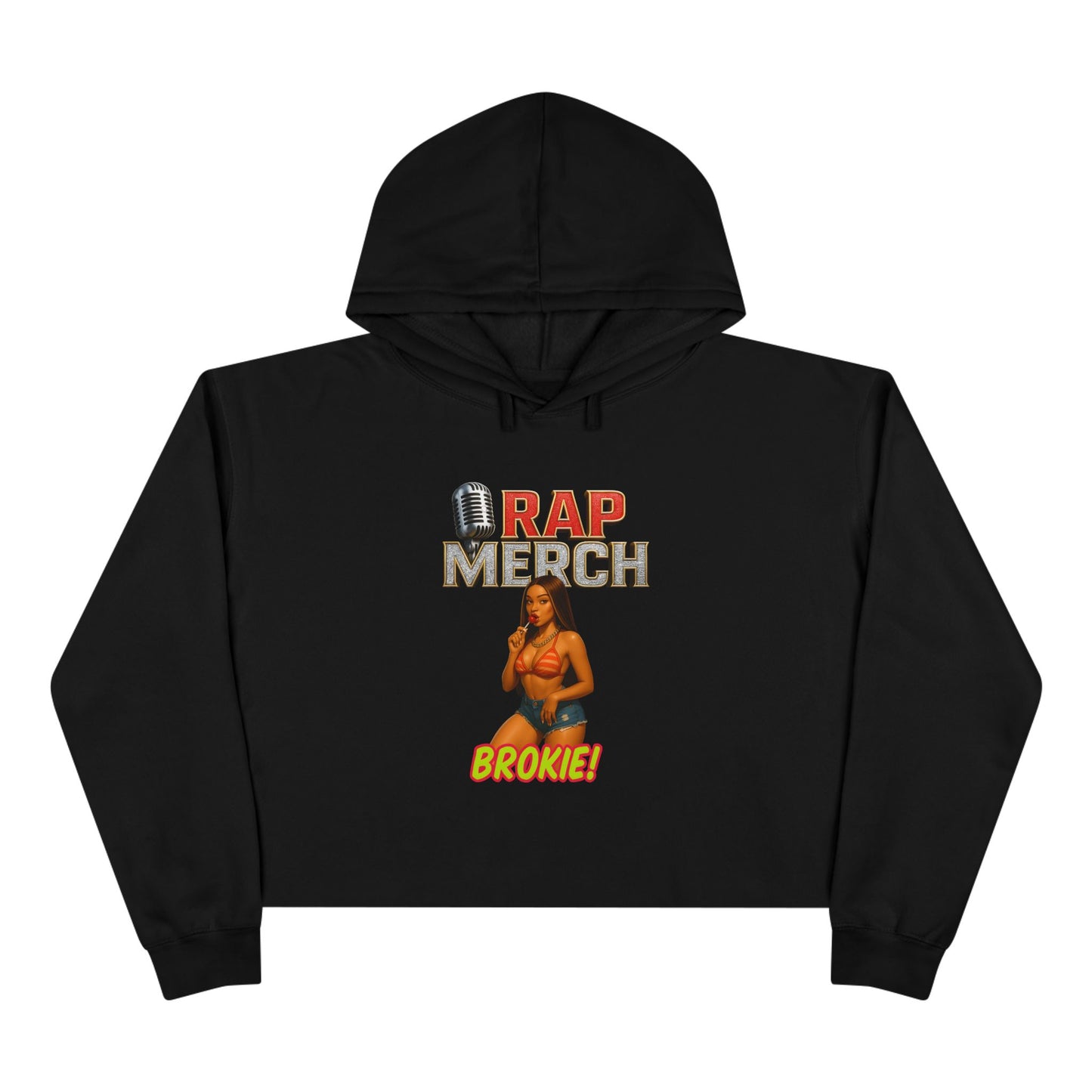Rap Merchant Crop Hoodie, Trendy Streetwear Sweatshirt, Gift for Music Lovers, Stylish Rapper Hoodie, Casual Fashion Top