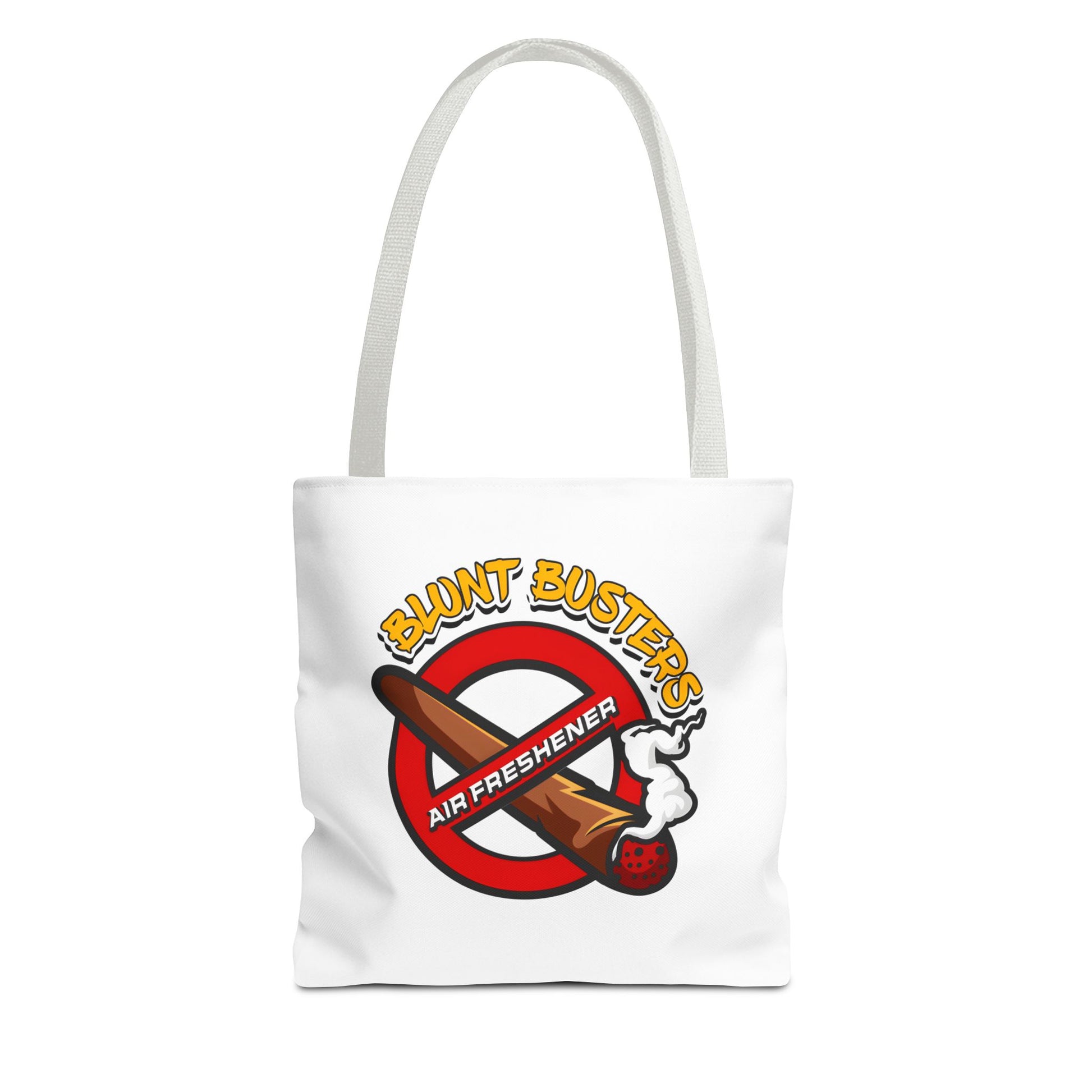 "Blunt Busters tote bag with quirky playful design, fun gift for festivals or everyday use.