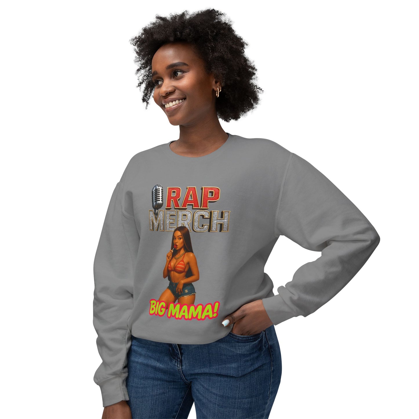Rap Merch Unisex Lightweight Crewneck Sweatshirt - Big Mama! Perfect for Streetwear Lovers, Music Fans, Gift for Hip Hop Enthusiasts, [...]