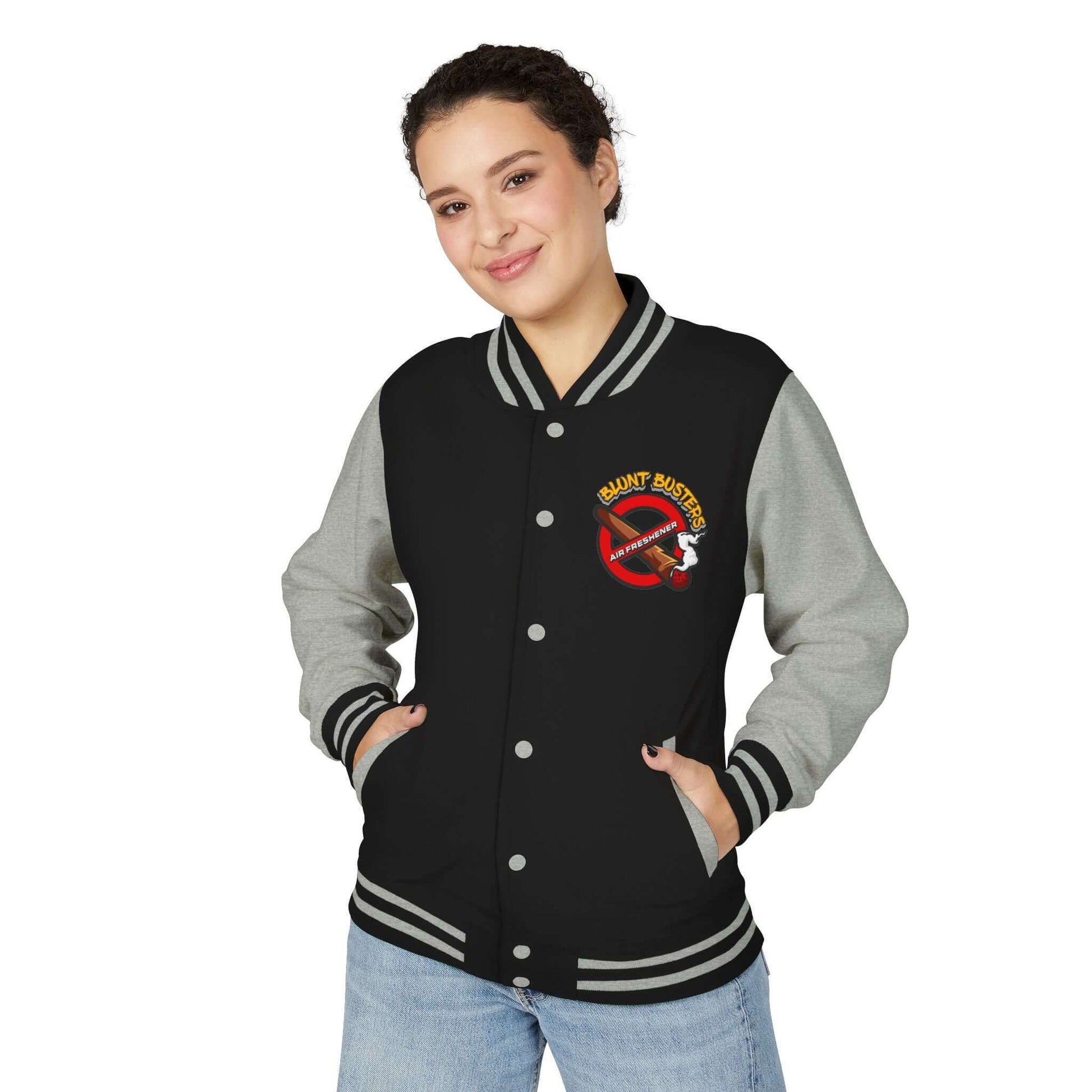 Trendy heavyweight varsity jacket for everyday streetwear Casual varsity jacket featuring unique air freshener design