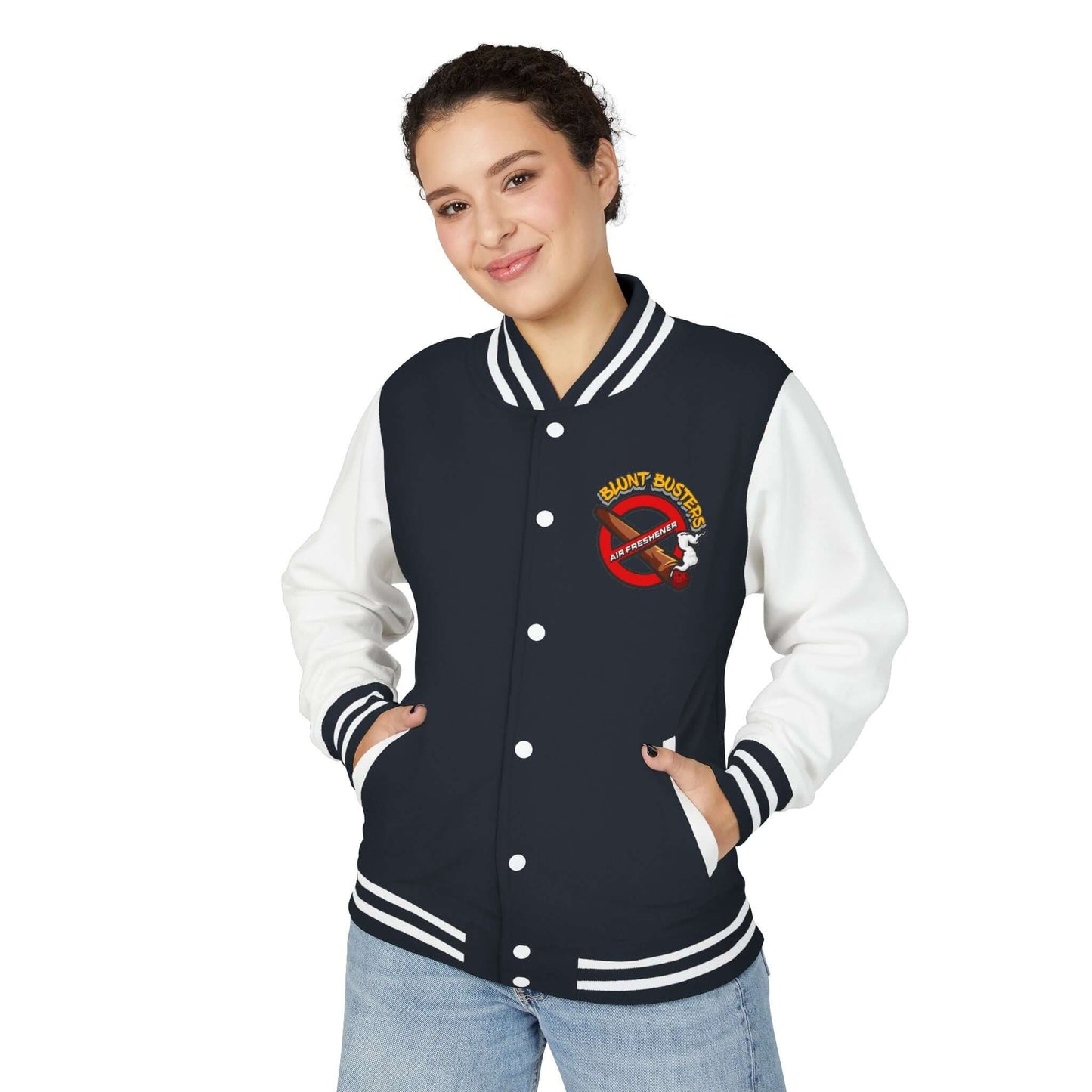 Trendy heavyweight varsity jacket for everyday streetwear Casual varsity jacket featuring unique air freshener design