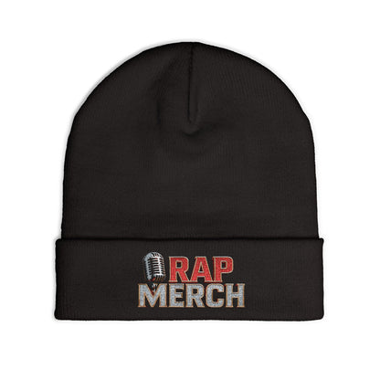 Rap Merch Embroidered Knit Beanie, Hip Hop Accessory, Music Lover Gift, Streetwear Fashion, Winter Warmth, Trendy Headwear