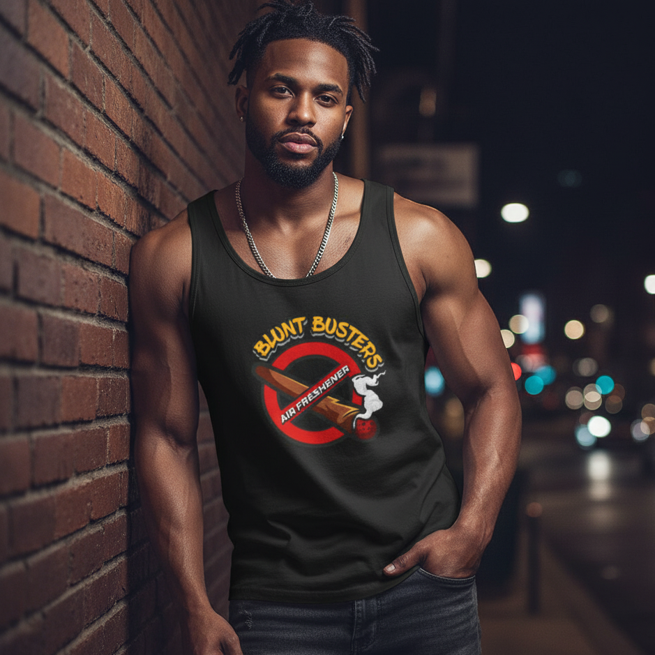 Blunt Busters Unisex Heavy Cotton Tank Top Fun Tee for Parties, Festivals, Summer Vibes, Casual Wear, Gift