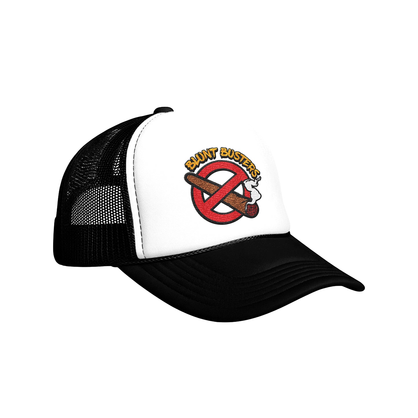old Foam Trucker Hat with Blunt Busters Embroidery, Fun Accessories for Festivals, Outdoors, Gifts for Smokers, Casual Fashion, Adjustable Cap