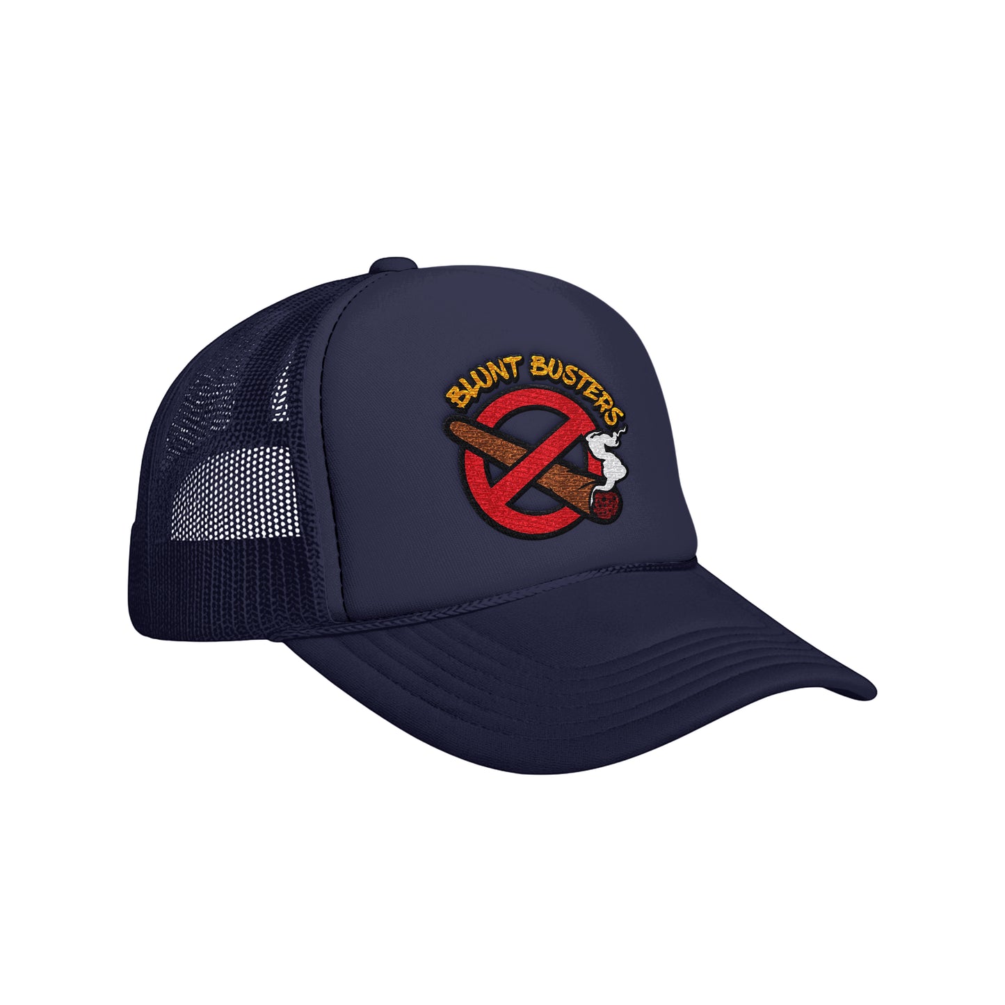 old Foam Trucker Hat with Blunt Busters Embroidery, Fun Accessories for Festivals, Outdoors, Gifts for Smokers, Casual Fashion, Adjustable Cap