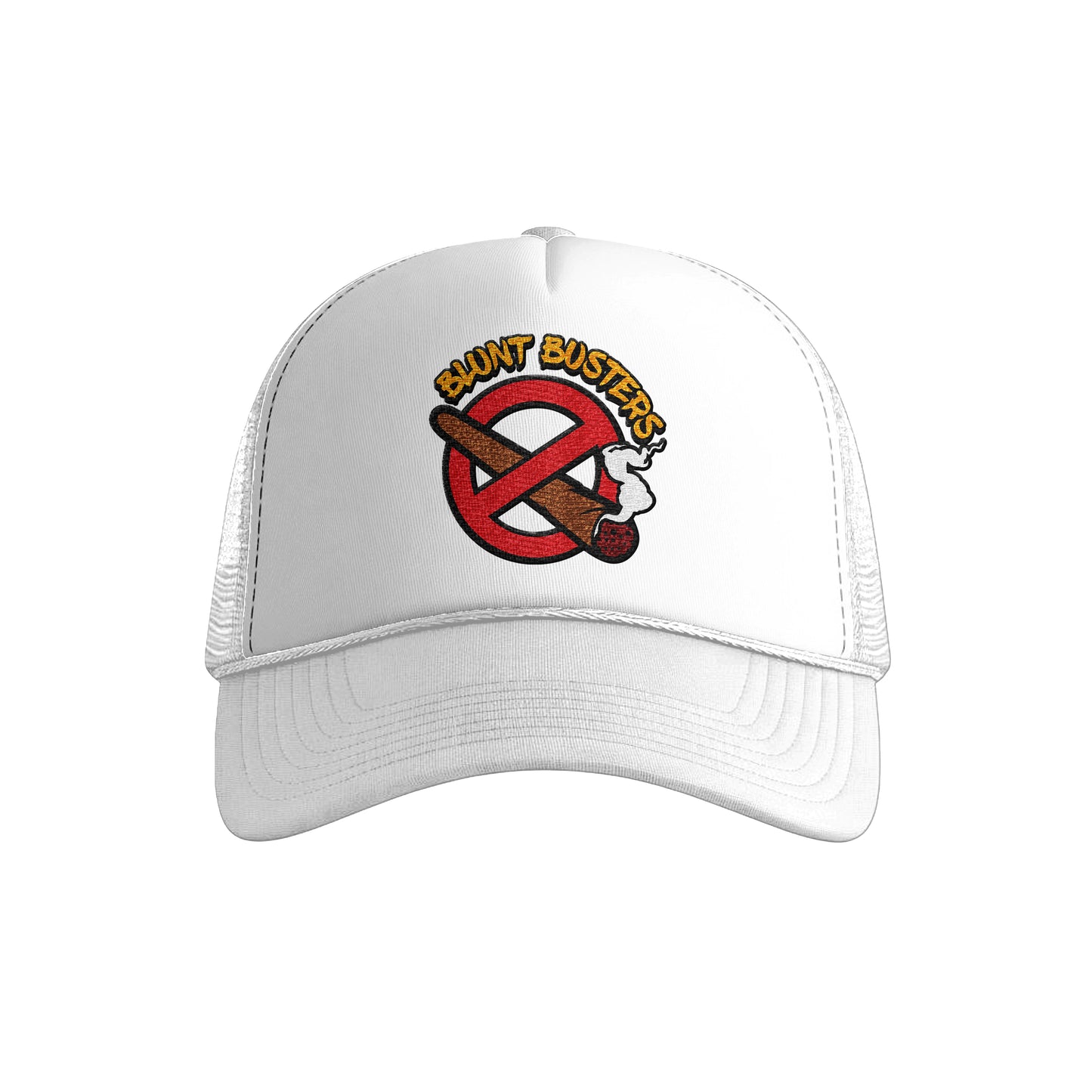 old Foam Trucker Hat with Blunt Busters Embroidery, Fun Accessories for Festivals, Outdoors, Gifts for Smokers, Casual Fashion, Adjustable Cap