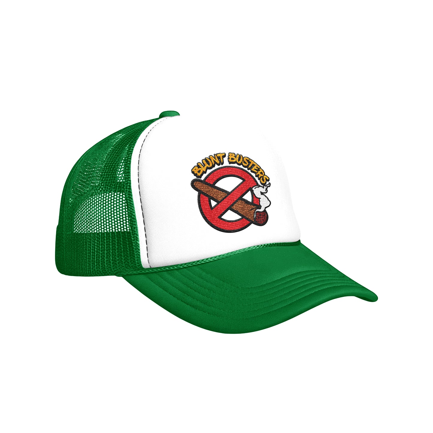 old Foam Trucker Hat with Blunt Busters Embroidery, Fun Accessories for Festivals, Outdoors, Gifts for Smokers, Casual Fashion, Adjustable Cap