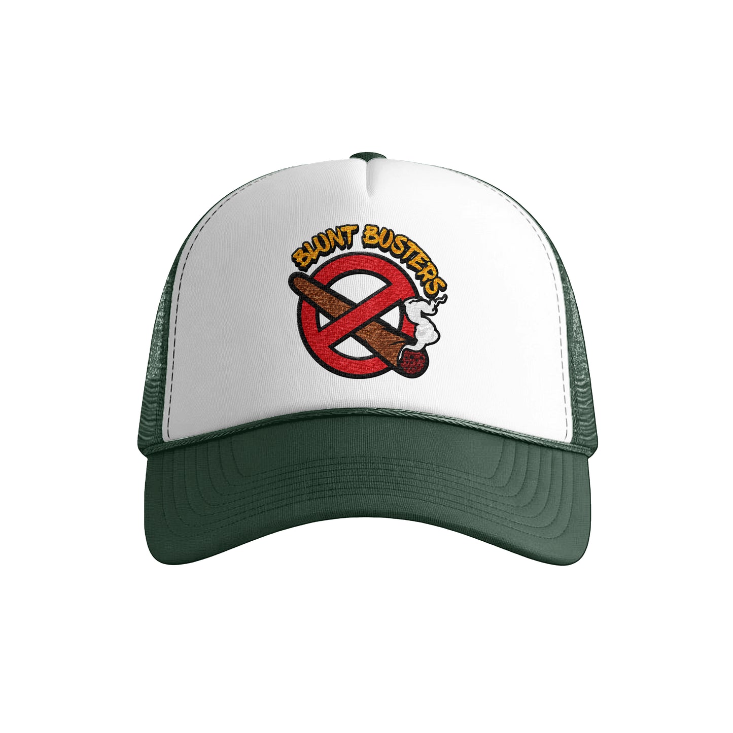 old Foam Trucker Hat with Blunt Busters Embroidery, Fun Accessories for Festivals, Outdoors, Gifts for Smokers, Casual Fashion, Adjustable Cap