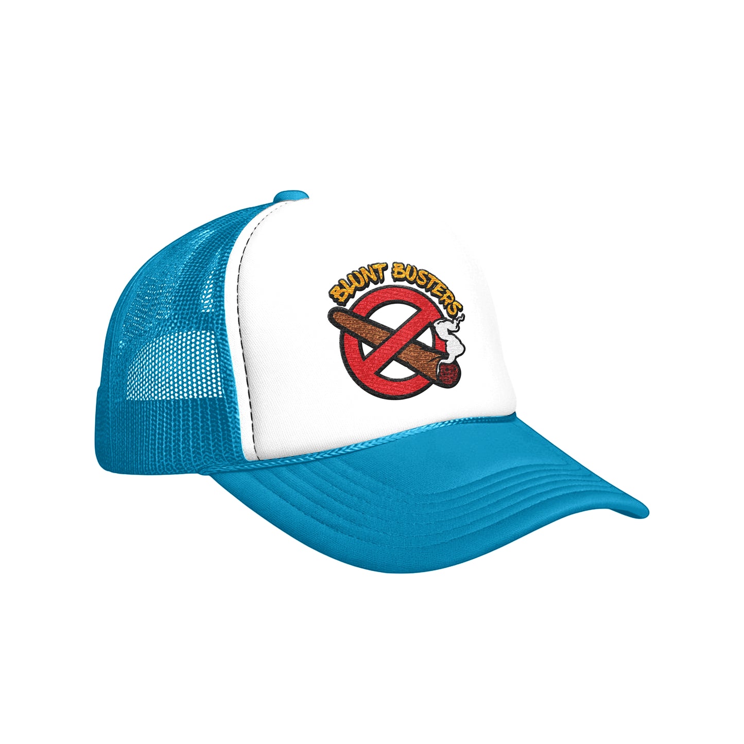 old Foam Trucker Hat with Blunt Busters Embroidery, Fun Accessories for Festivals, Outdoors, Gifts for Smokers, Casual Fashion, Adjustable Cap