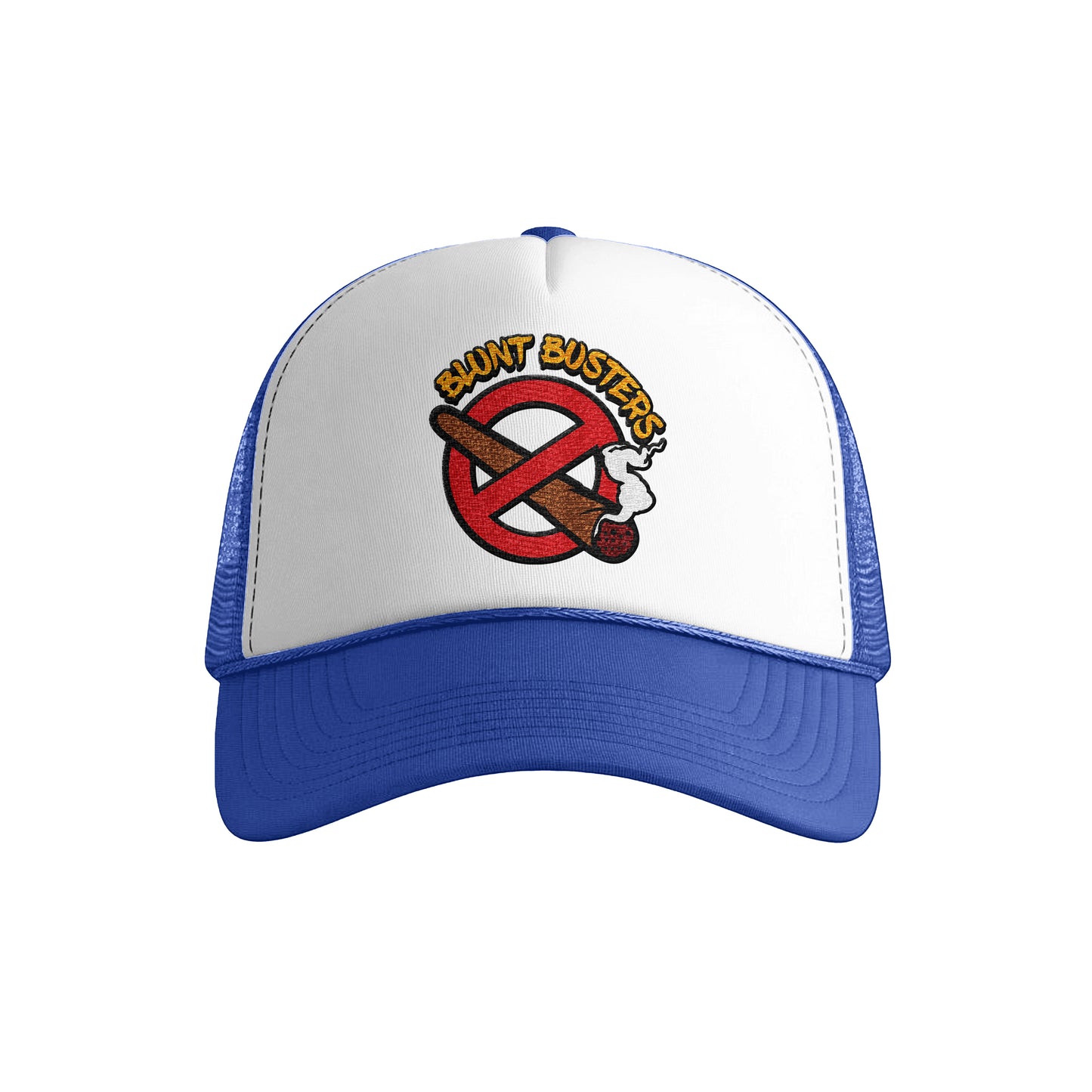 old Foam Trucker Hat with Blunt Busters Embroidery, Fun Accessories for Festivals, Outdoors, Gifts for Smokers, Casual Fashion, Adjustable Cap