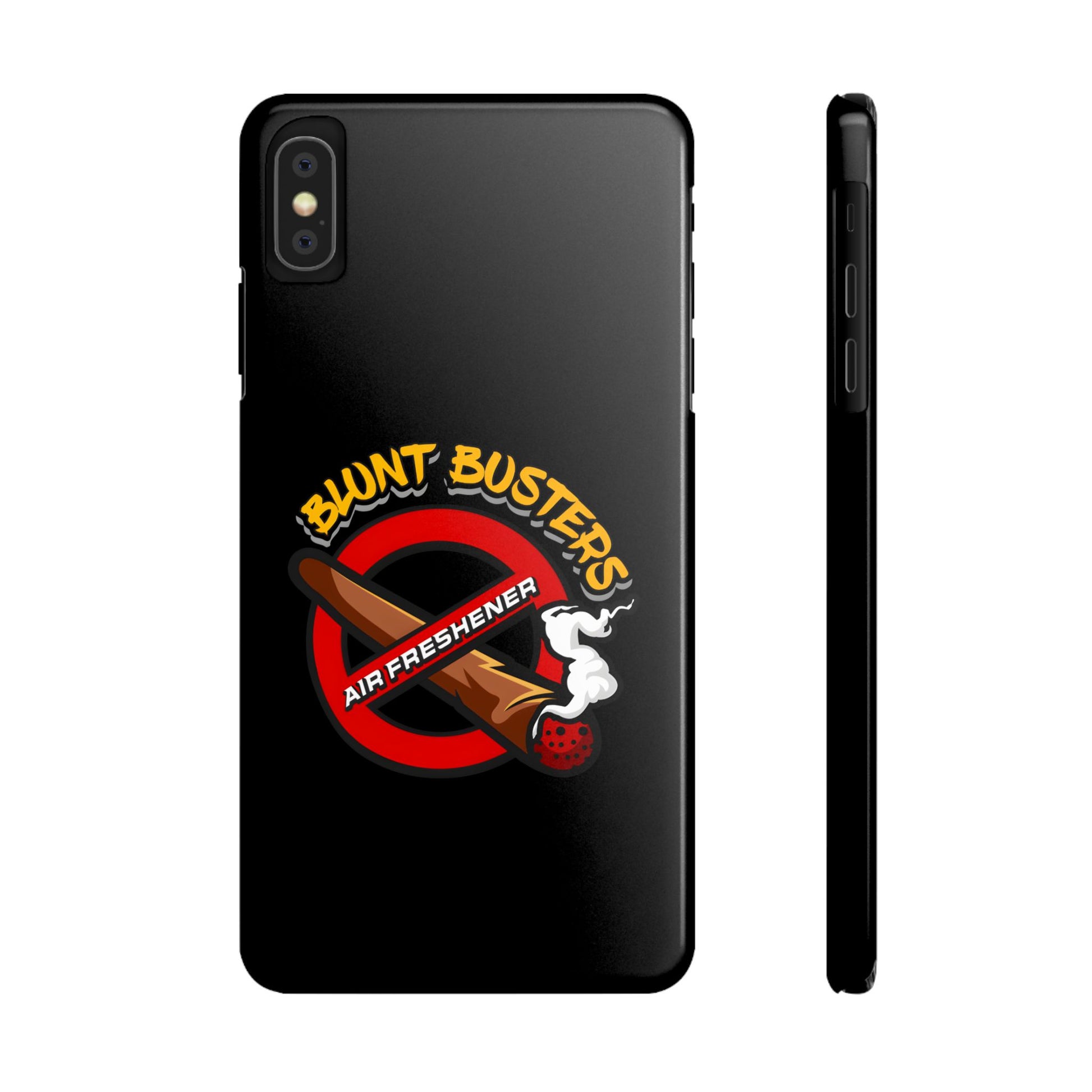 "Slim phone case with Blunt Busters design, trendy protective accessory and fun gift.