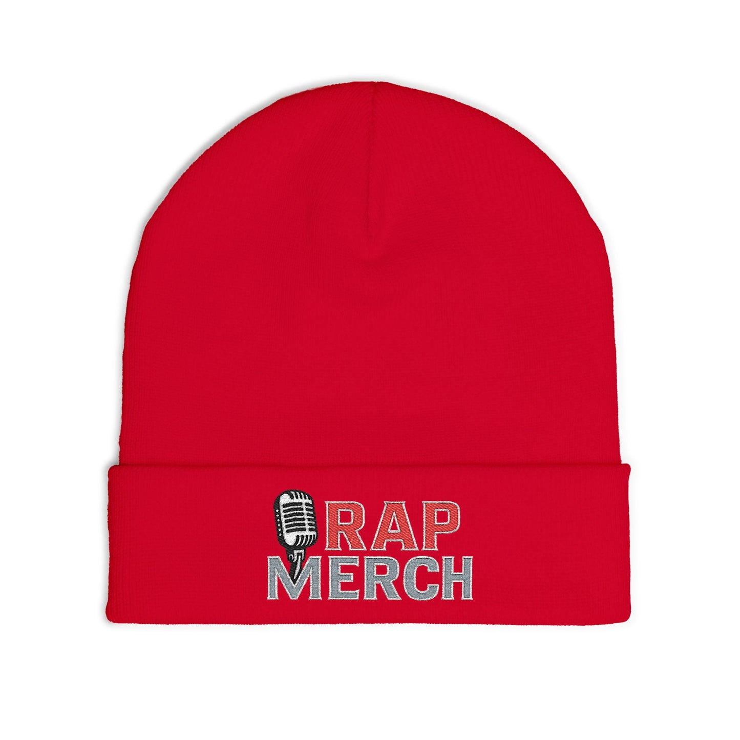 Rap Merch White Embroidered Knit Beanie, Hip Hop Accessory, Music Lover Gift, Streetwear Fashion, Winter Warmth, Trendy Headwear