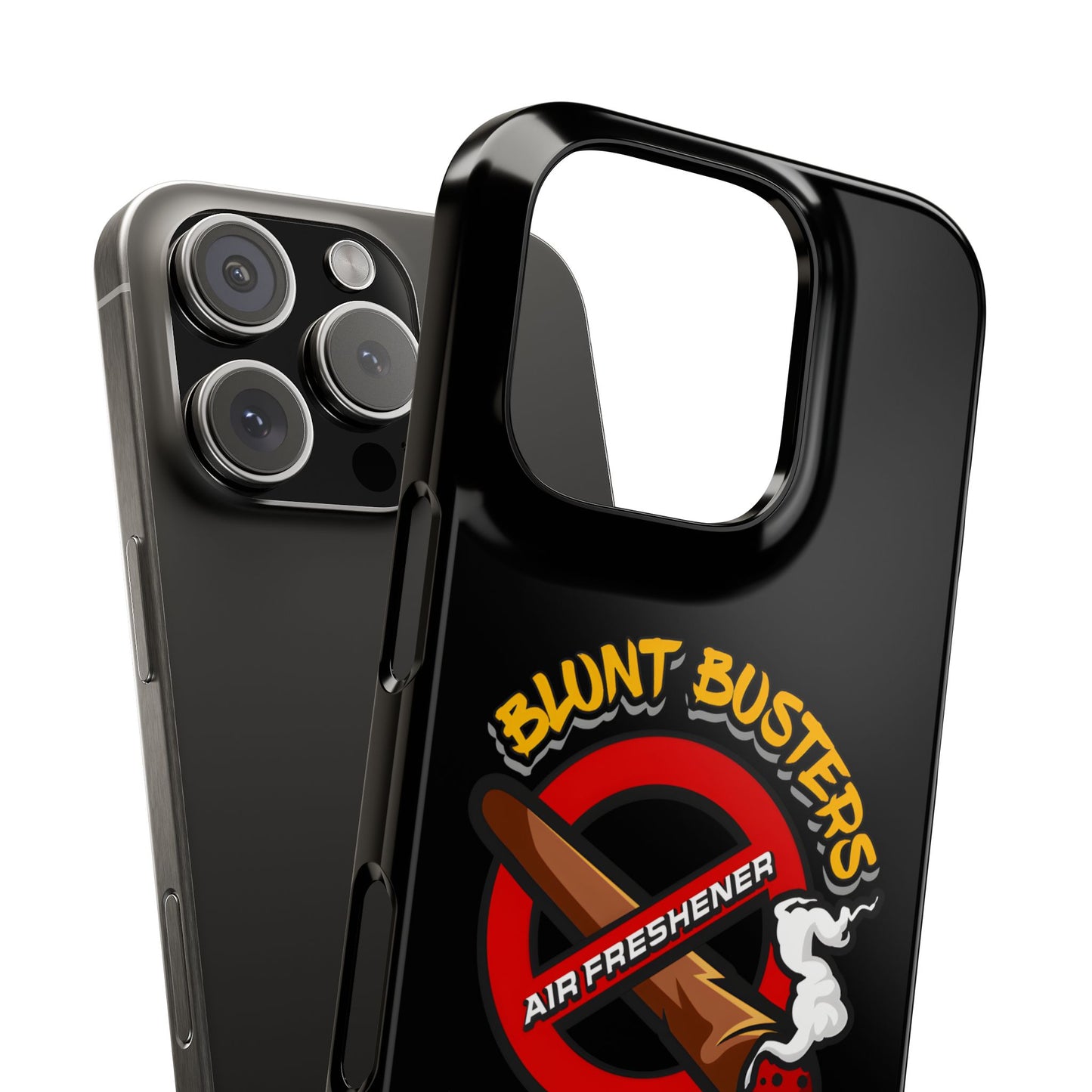 "Slim phone case with Blunt Busters design, trendy protective accessory and fun gift.