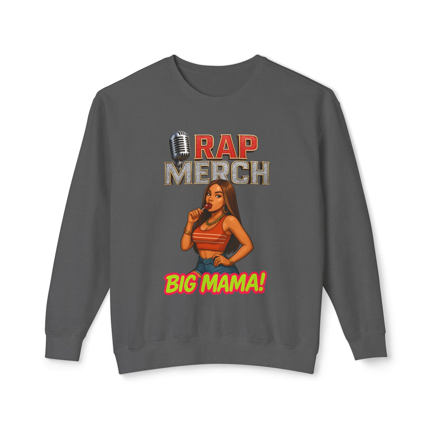 Big Mama Rap Merch Crewneck Sweatshirt, Unisex Lightweight Hoodie, Hip Hop Apparel, Music Lover Gift, Streetwear Fashion