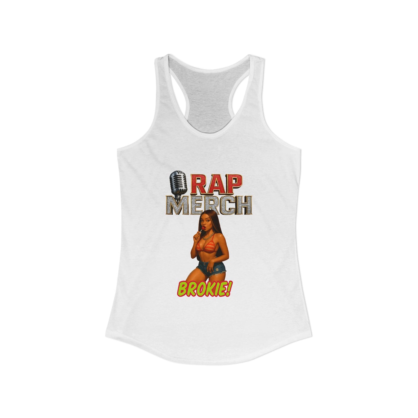 Women's Music-Inspired Racerback Tank, Cool Summer Workout Top, Rap Merch Tee, Casual Streetwear, Gift for Music Lovers, 80s Theme Party Tee