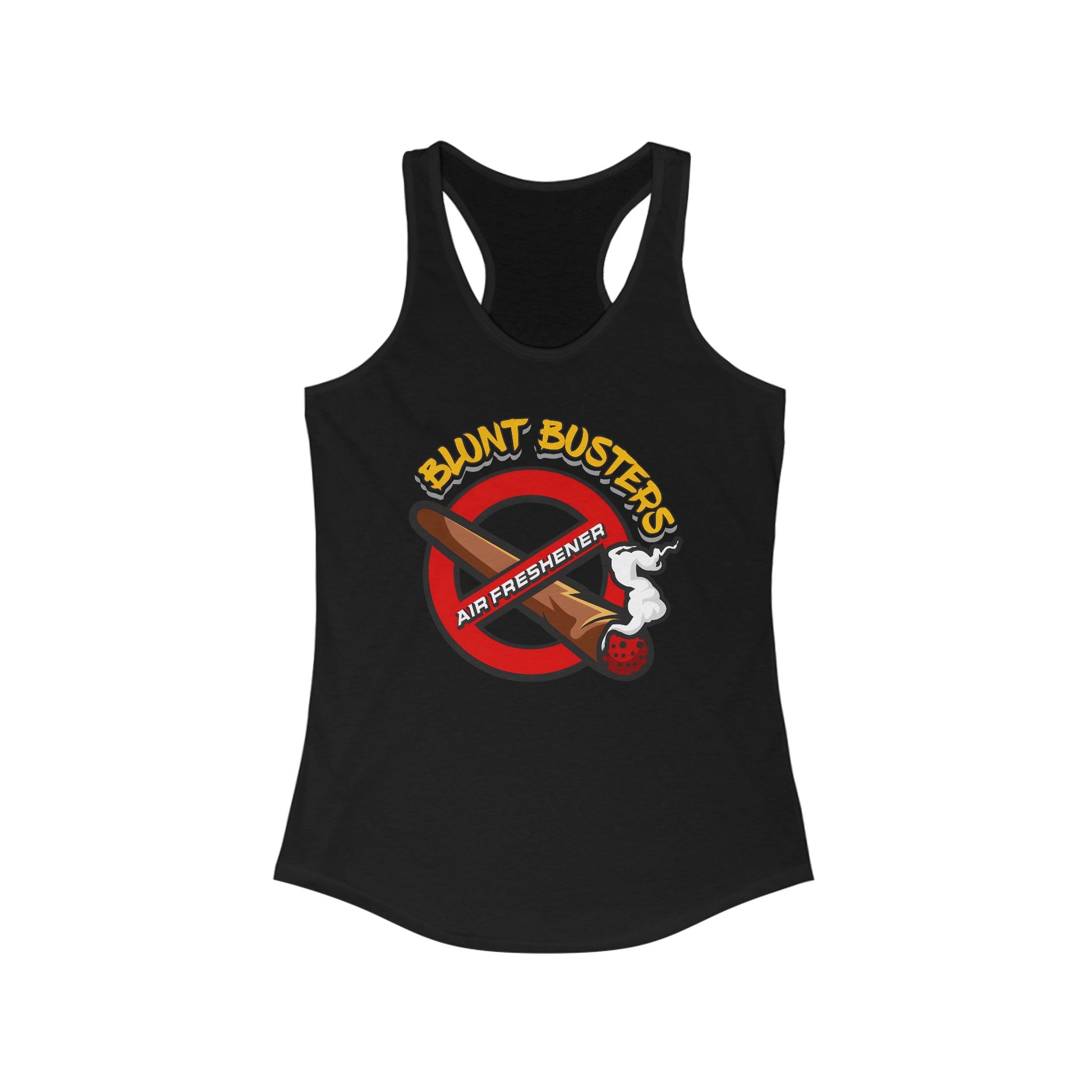 Ghostbusters-themed women’s racerback tank top, retro summer tee for fans and casual wear.