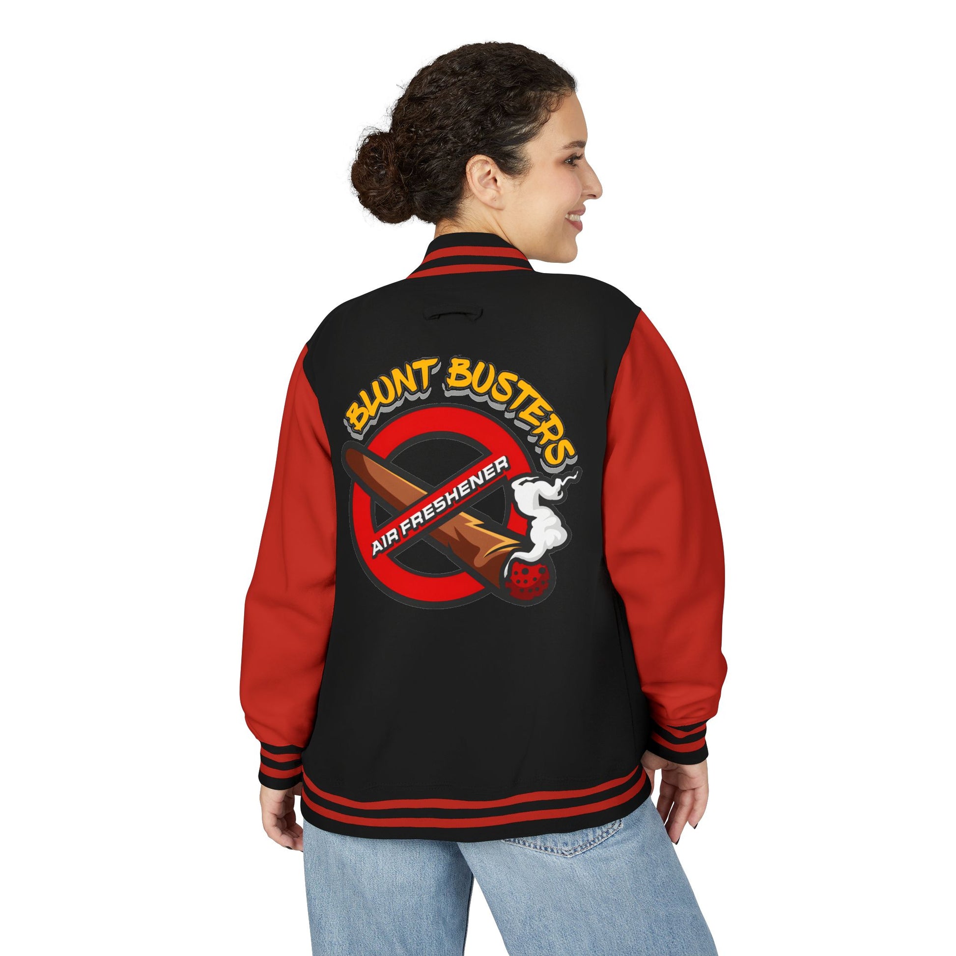Trendy heavyweight varsity jacket for everyday streetwear Casual varsity jacket featuring unique air freshener design
