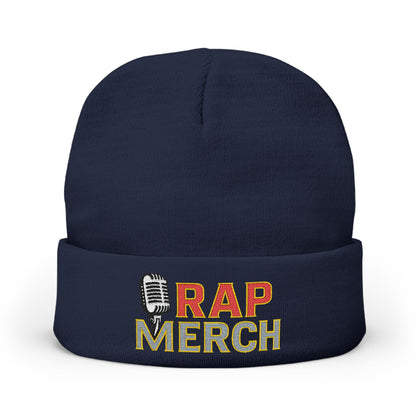 Rap Merch Embroidered Knit Beanie, Hip Hop Accessory, Music Lover Gift, Streetwear Fashion, Winter Warmth, Trendy Headwear
