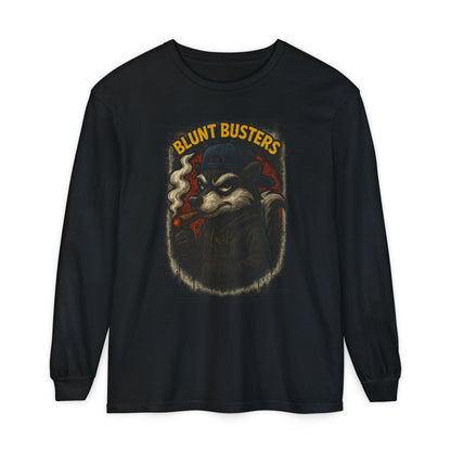 Retro Cartoon Long Sleeve T-Shirt for Casual Wear, Hipster Gift, Streetwear Style, Unisex Fashion, Graphic Tees, Blunt Busters Design