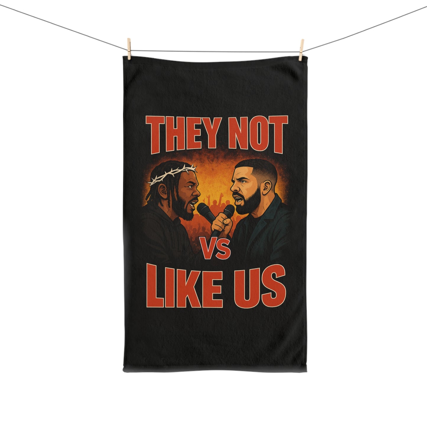Drake & Kendrick Hand Towel - Hip Hop Culture Home Decor, Music Lover Gift, Stylish Kitchen Towel, Unique Bathroom Accent, Fun Guest Towel