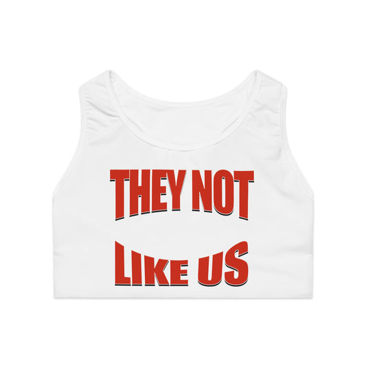 "They Not Like Us white high-waisted leggings, bold statement urban fit for casual or streetwear looks.