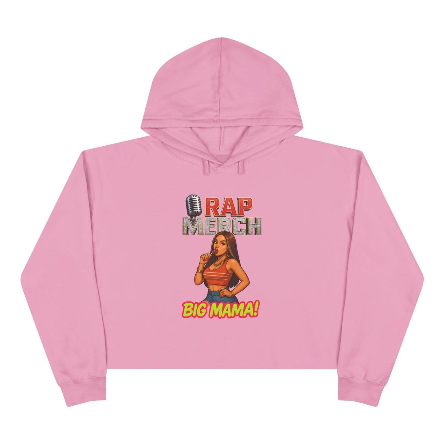 Rap Merch Crop Hoodie - Big Mama Design, Hip-Hop Fashion, Stylish Streetwear, Gift for Music Lovers, Summer Outfit